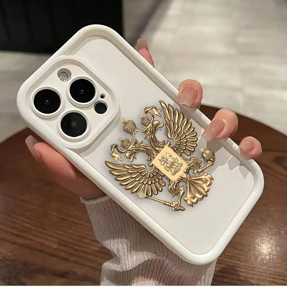 Funda de teléfono con emblema de banderas rusas para iPhone 15 14 13 12 11 Pro XS Max X XR SE 7 8 6 6S Plus Funda de silicona suave Funda Coque