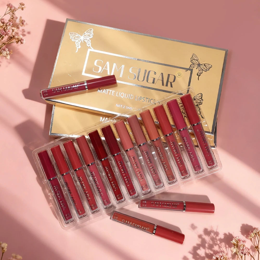 Kit de Labiales Mate Aterciopelados, Resistentes al Agua, Anti-Manchas, Aplicación Suave, Efecto de Maquillaje de Larga Duración