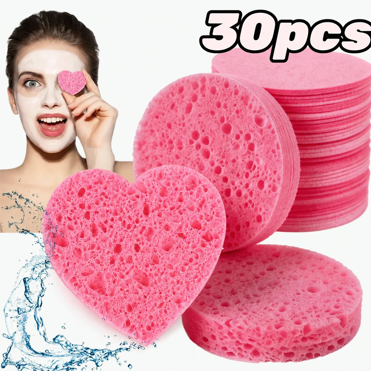 Esponjas Faciales Comprimidas (10/30 Piezas), Esponja de Limpieza Facial para SPA, Discos Exfoliantes para Remover Maquillaje, Herramienta de Masaje Facial para Cosmetólogos