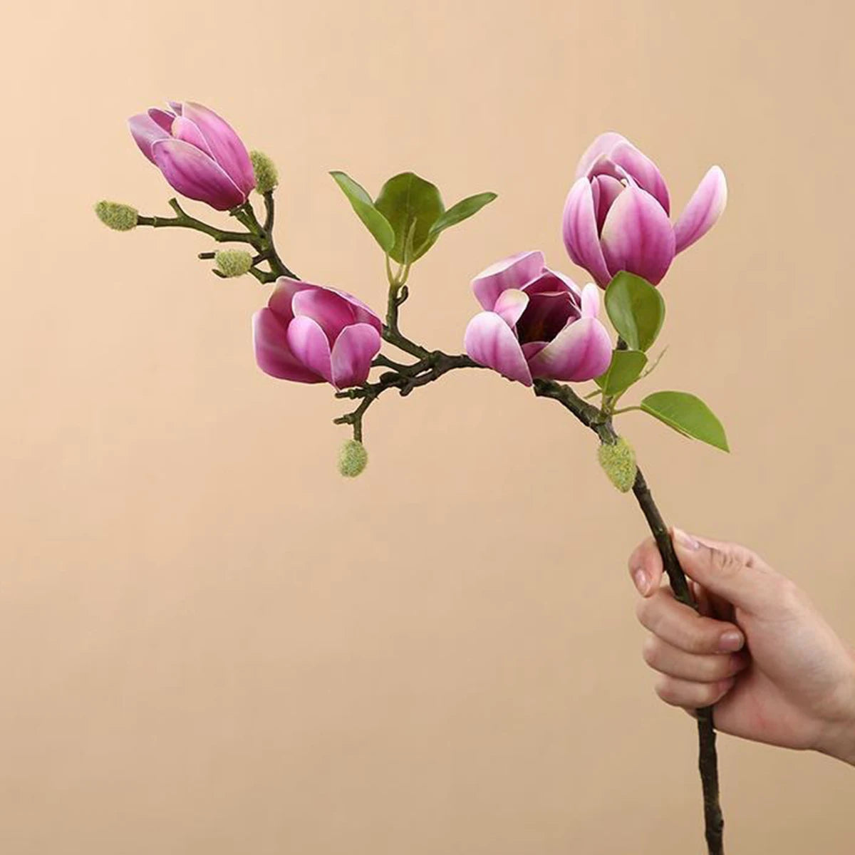 Ramo de Magnolia de seda de flores artificiales, accesorios para fotos Diy, ramo de novia para boda, mesa, florero para fiesta, decoración del jardín al aire libre para el hogar