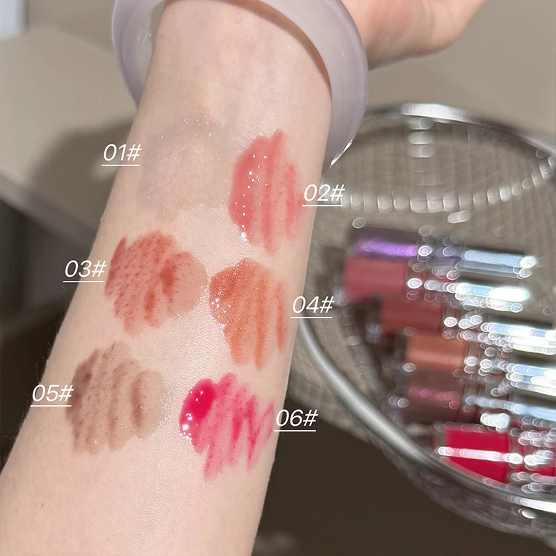 Brillo Labial Efecto Espejo, Resistente al Agua y de Larga Duración, No se Pega a la Taza, Textura Sedosa, Efecto de Maquillaje Natural
