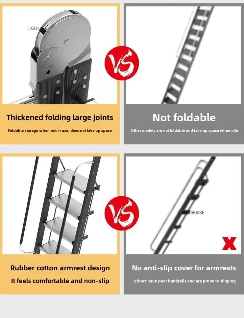 Portable Folding Ladder Household Aluminum Alloy Ladders Straight Ladder Home Furniture Escalator Mobile Climbing Stairs y