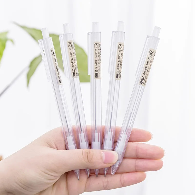 5 unids/set portaminas blanco Simple bolígrafo automático 0,5/0,7mm para estudiantes útiles escolares accesorios de oficina papelería