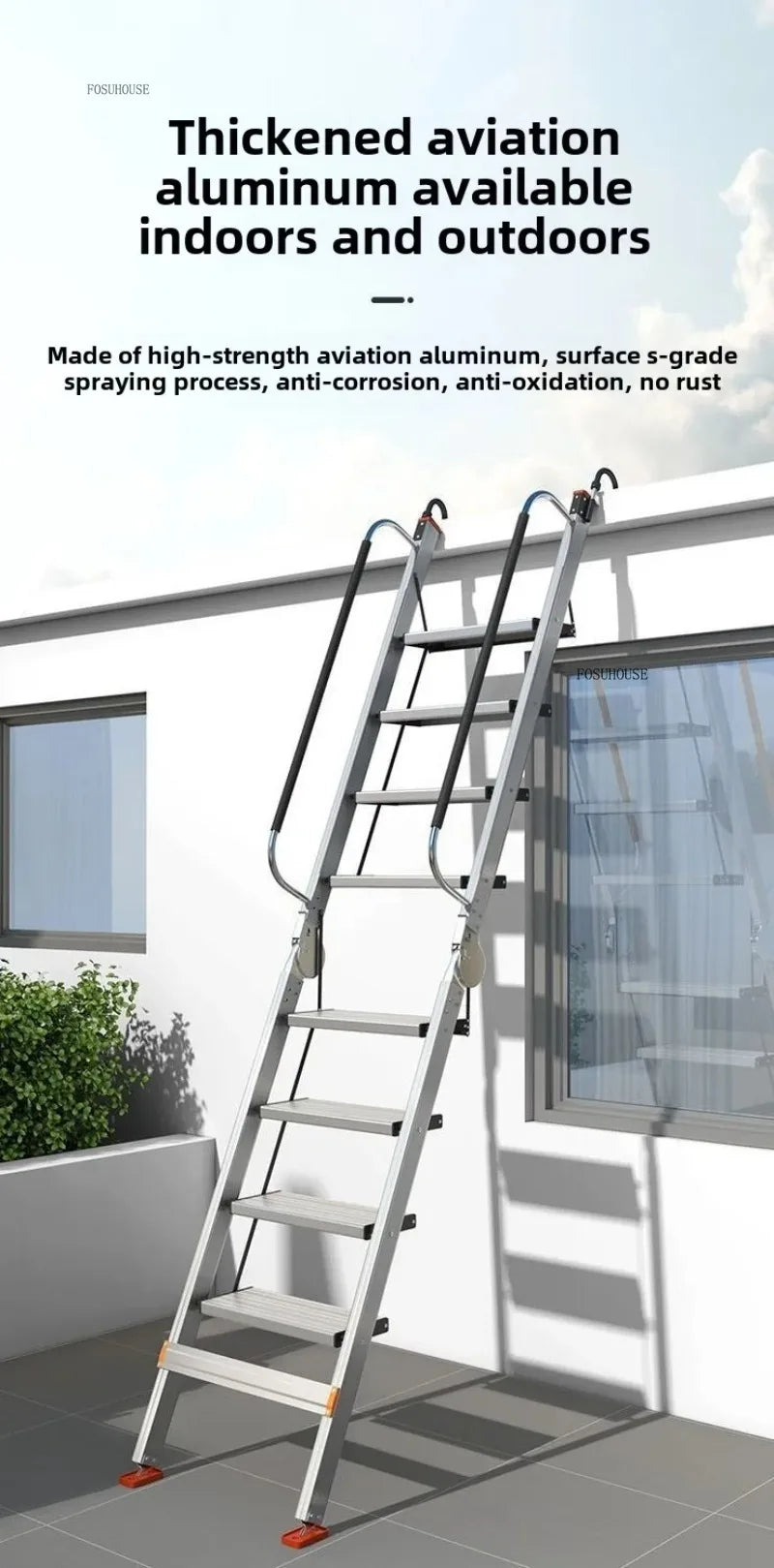 Portable Folding Ladder Household Aluminum Alloy Ladders Straight Ladder Home Furniture Escalator Mobile Climbing Stairs y