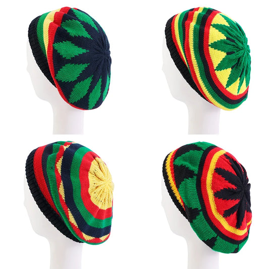 Nuevas mujeres Hip Hop gorra a rayas multicolor Bob Marley Reggae moda nueva lana gorro de arcoíris gorro jamaicano Skullies gorras