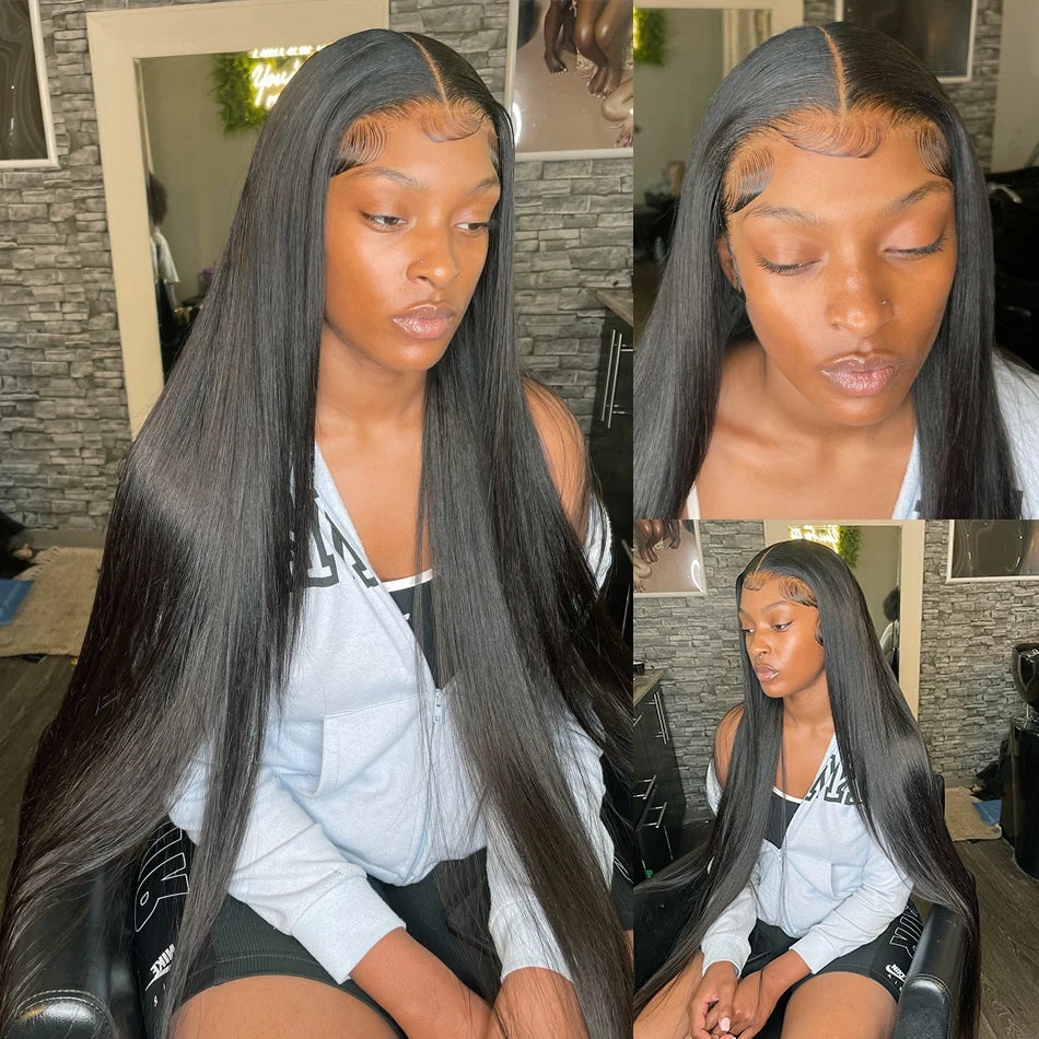 Pelucas de cabello humano con encaje Frontal HD 13x6, prearrancadas para mujeres, cabello humano Remy liso sedoso brasileño, pelucas frontales de encaje 13x4
