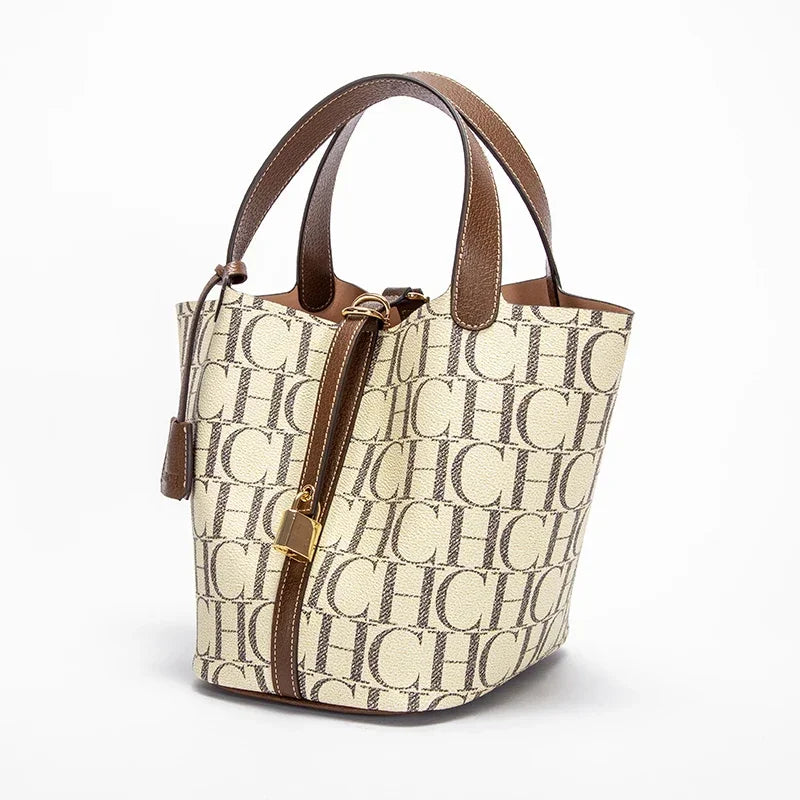 CH-Bolso de viaje para ir al trabajo de gran capacidad, marca de lujo, textura de moda, bolso de hombro con estampado de letras para mujer