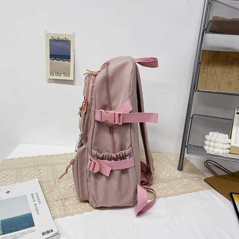 Mochilas bonitas para mujer, mochila escolar de nailon con múltiples bolsillos impermeable para estudiantes y niñas, mochila Kawaii para ordenador portátil, Mochilas
