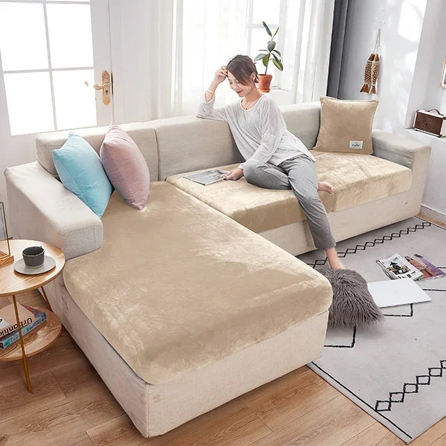 Fundas para cojines de asiento de sofá de terciopelo elástico para sala de estar, cojín Chaise Longue, fundas de sofá para muebles en forma de L de esquina de lujo