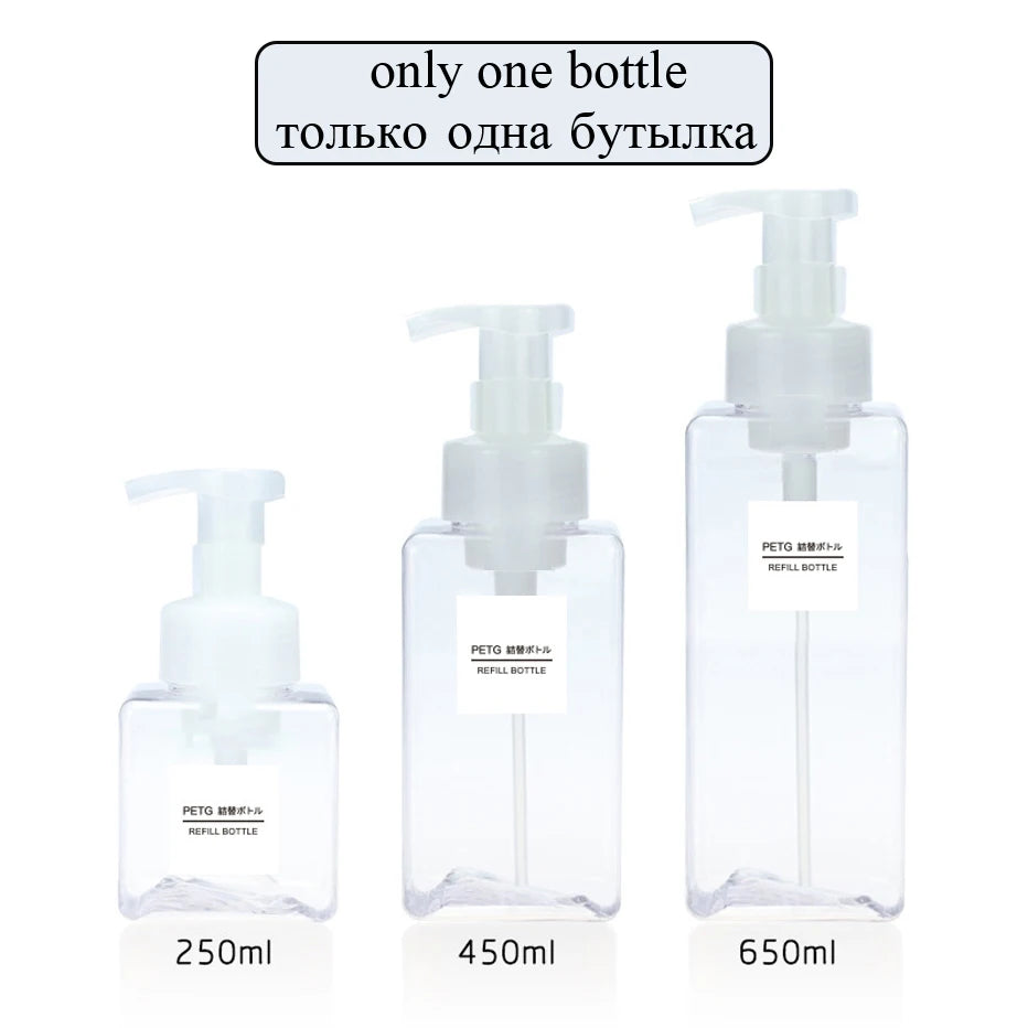 Dispensador de jabón espumoso vacío, desinfectante de manos para baño, champú, loción de lavado corporal, botella con bomba rellenable, contenedor de espuma