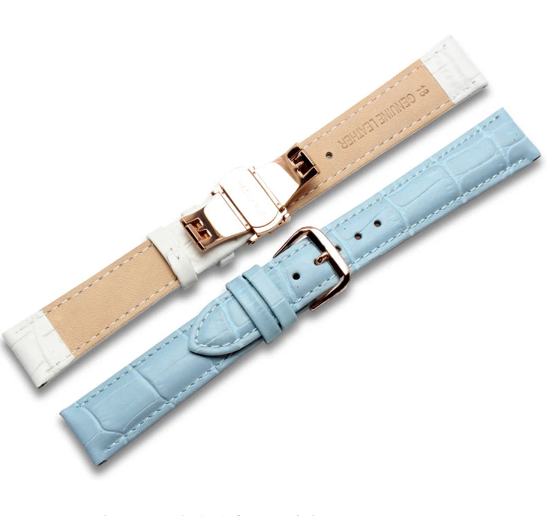 10mm 12mm 14mm 15mm 16mm 18m blanco rojo rosa para Casio Tissot correa de cuero genuino correa de reloj de mujer accesorios de pulsera