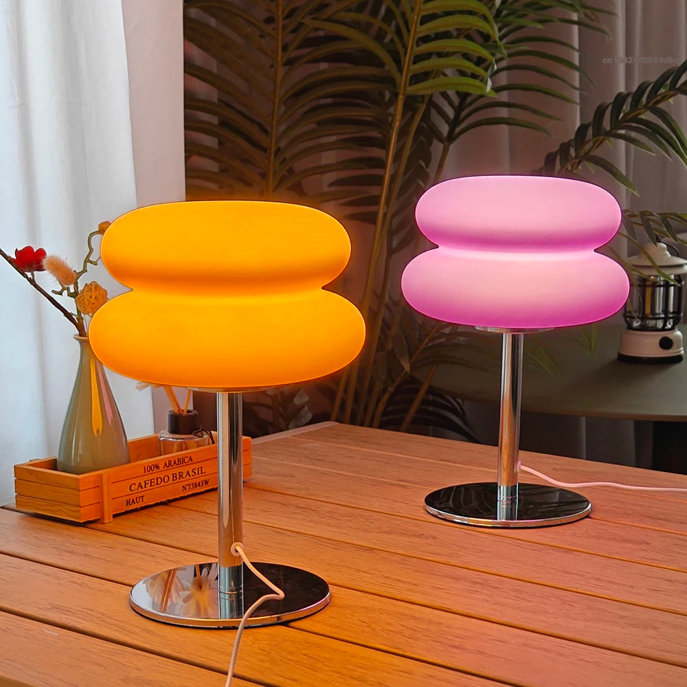Lámpara de mesa, lámparas de dormitorio, enchufe USB, lámpara de mesa LED con forma de seta, iluminación ambiental para sala de estar y comedor (no de vidrio)