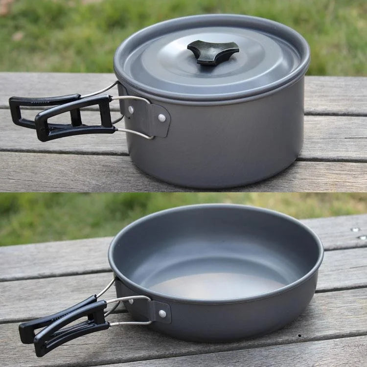 Juego de utensilios de cocina para acampar para 1 a 7 personas, olla y sartén ligeros y portátiles con bolsa de transporte, perfecto para acampar al aire libre