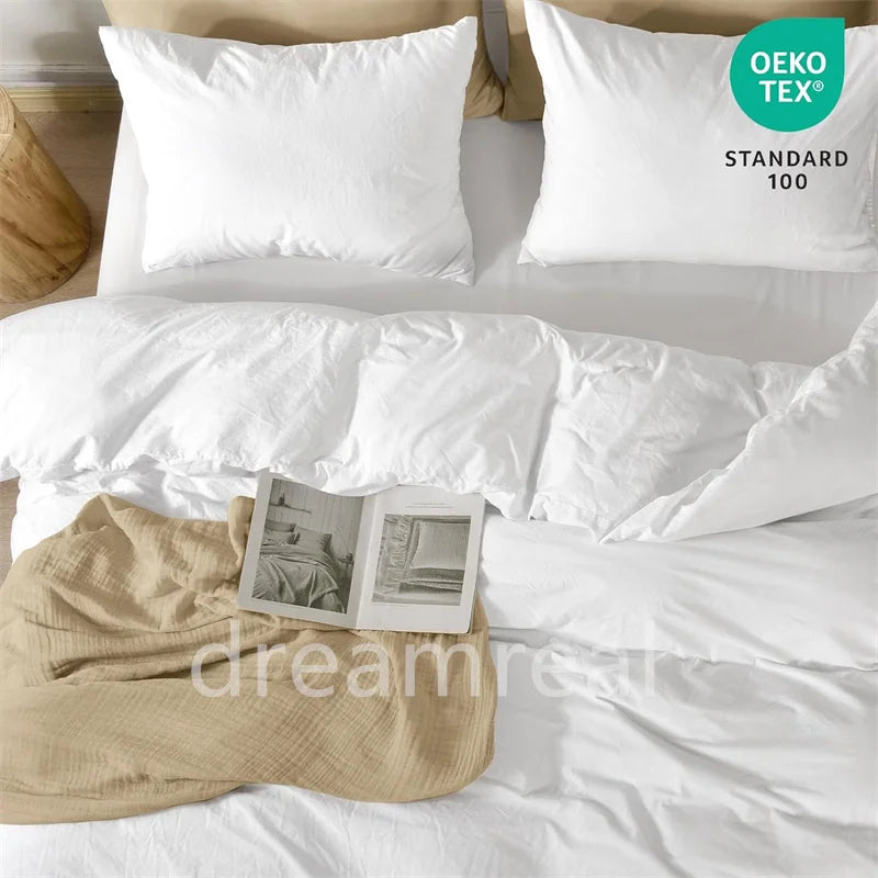 Juego de Ropa de Cama 100% Algodón, Juego de Sábanas de Algodón Lavado de Cuatro Piezas, Juego de Edredón, Funda de Edredón Doble para Parejas