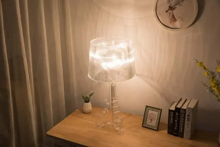 Lámpara de mesa de fantasma barroco blanco transparente de diseñador nórdico, iluminación para sofá, decoración, luz ambiental LED