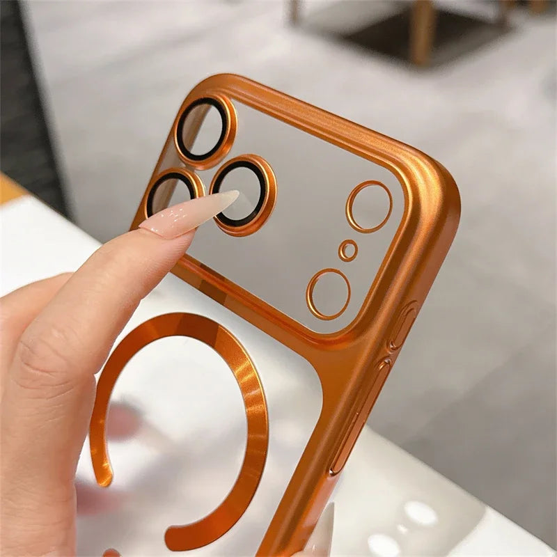 Funda de teléfono transparente mate de lujo para Magsafe IPhone 17 Air 16 15 Pro Max Plus 17Air 17Pro funda trasera de parachoques magnético