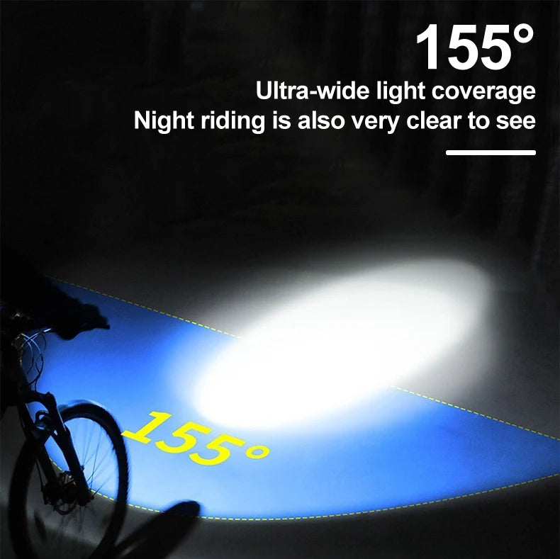 Luz Solar para bicicleta con bocina, 120dB, TYPE-C, carga rápida, lámpara frontal para bicicleta de montaña y carretera, linterna para bicicleta de 1200 mah