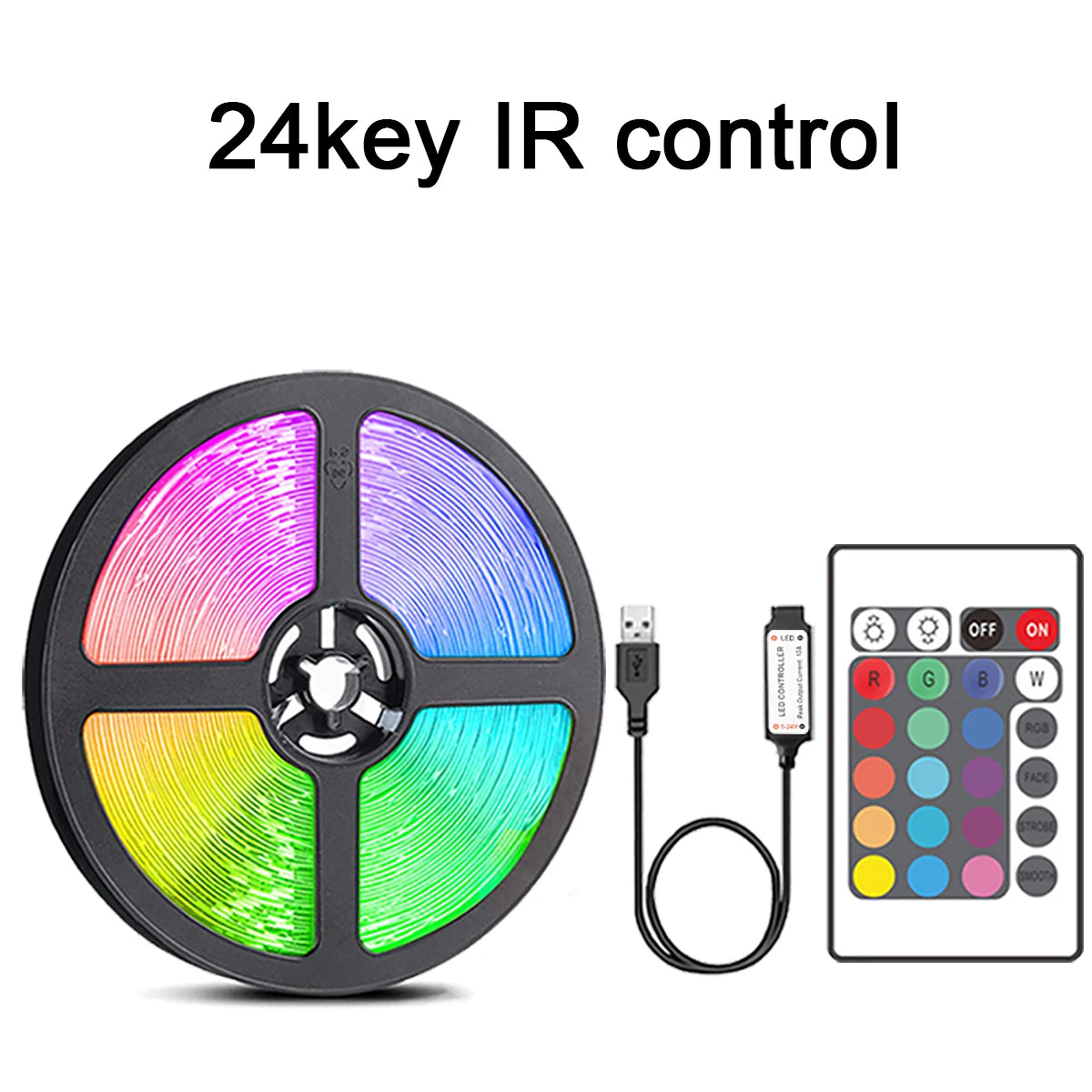 Tira de luces Led con Control remoto de 44 teclas, 1m, 5m, 10m, 20m, cinta RGB, pared Led para habitación, hogar, dormitorio, decoración de fiesta, retroiluminación de TV