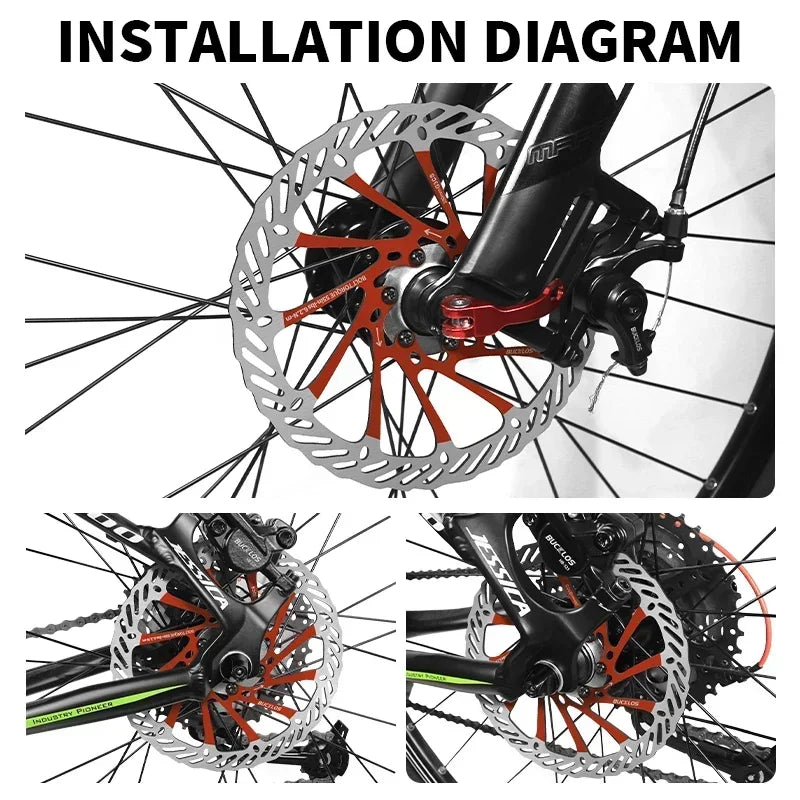BUCKLOS-Rotor de freno de disco hidráulico ultraligero para bicicleta de montaña, disco de freno de bicicleta de carreras de carretera de montaña de 160/180/203mm con 6 pernos gratis
