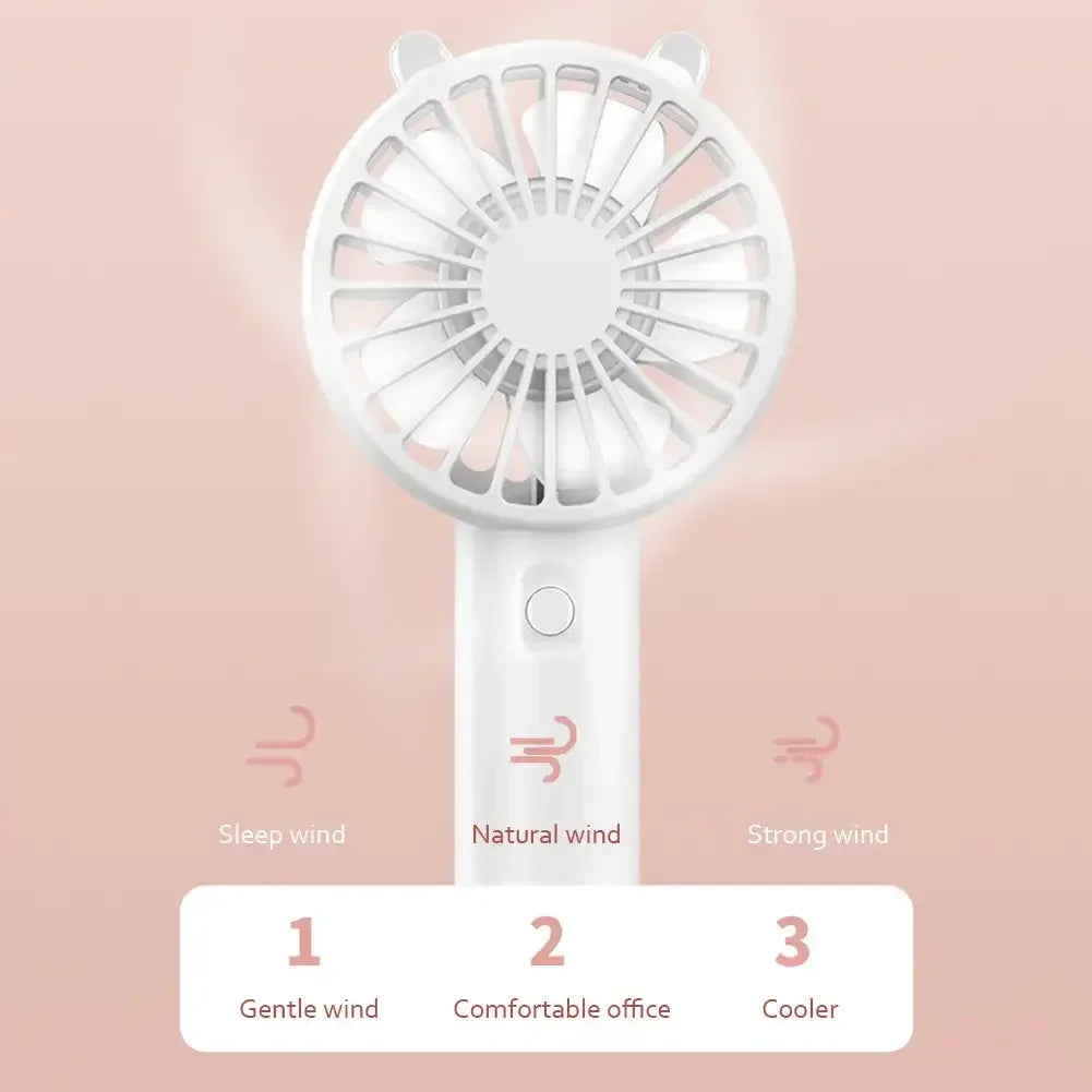 Ventilador de mano portátil, pequeño ventilador de refrigeración, recargable por USB, Enfriador silencioso de pestañas, ventilador de mano, Mini escritorio recargable por USB