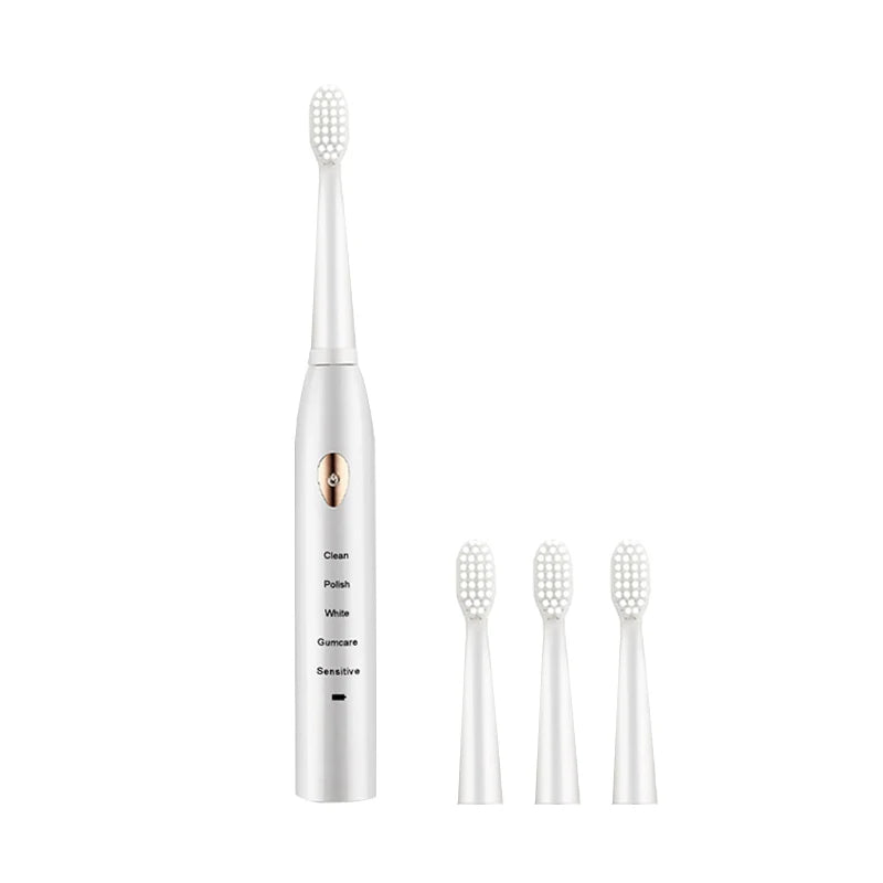 Jianpai-cepillo de dientes eléctrico para adulto, dispositivo acústico clásico, color blanco y negro, modo de 5 engranajes, carga USB, resistente al agua IPX7