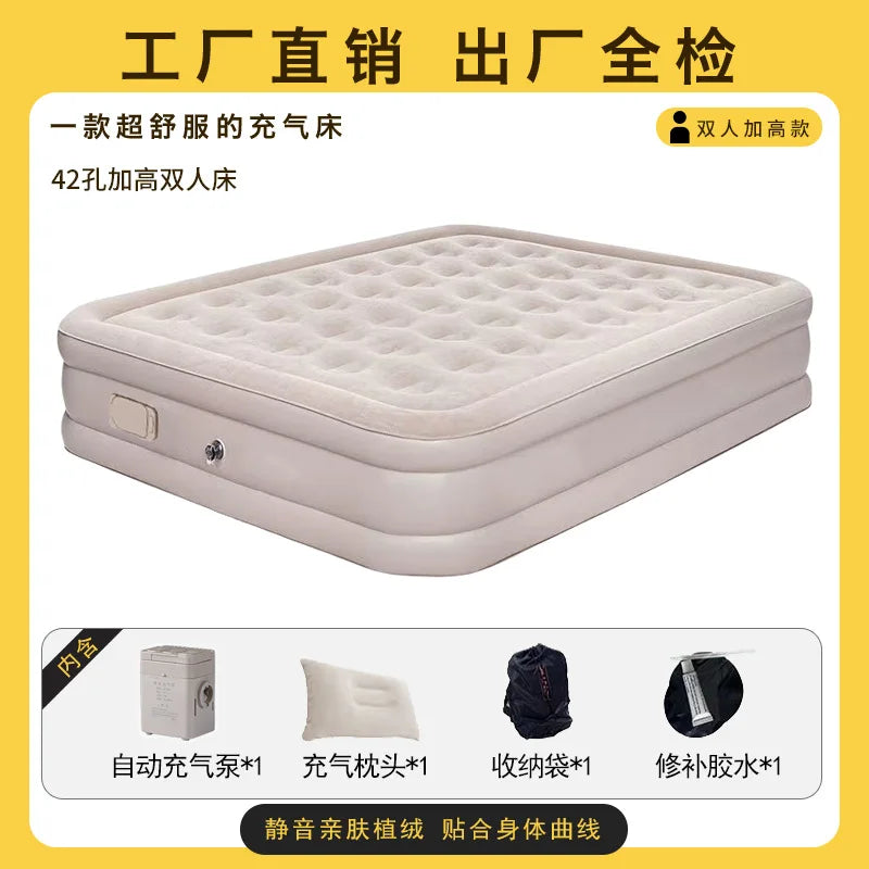 Colchón de Aire para Exteriores, Colchón Inflable para Siesta, Colchón de Aire Grueso y Elevado, Colchón Individual para el Hogar, Colchón Doble para la Hora del Almuerzo
