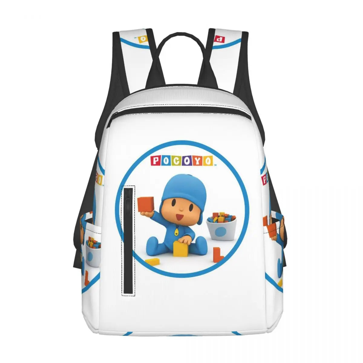 Mochila azul de dibujos animados de Pocoyo para niños, mochila de gran capacidad para niños, mochila escolar, bolsos de hombro para hombres y mujeres