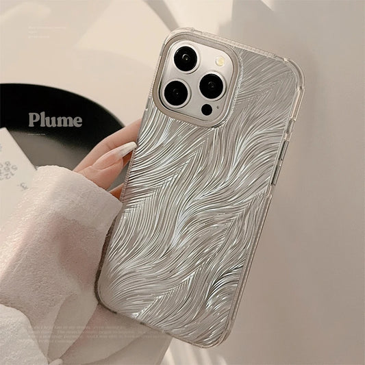 Funda de teléfono con diseño de plumas bonitas de lujo para iPhone 15, 14, 13, 12 Pro Max Plus, protección de lente chapada elegante, cubierta trasera anticaída