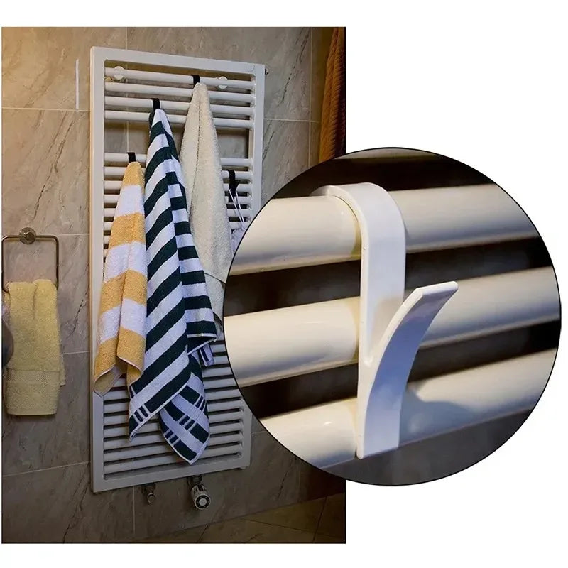 Ganchos y soportes de almacenamiento para cocina y baño, blancos y transparentes, para toallero calefactor, ropa y bufandas