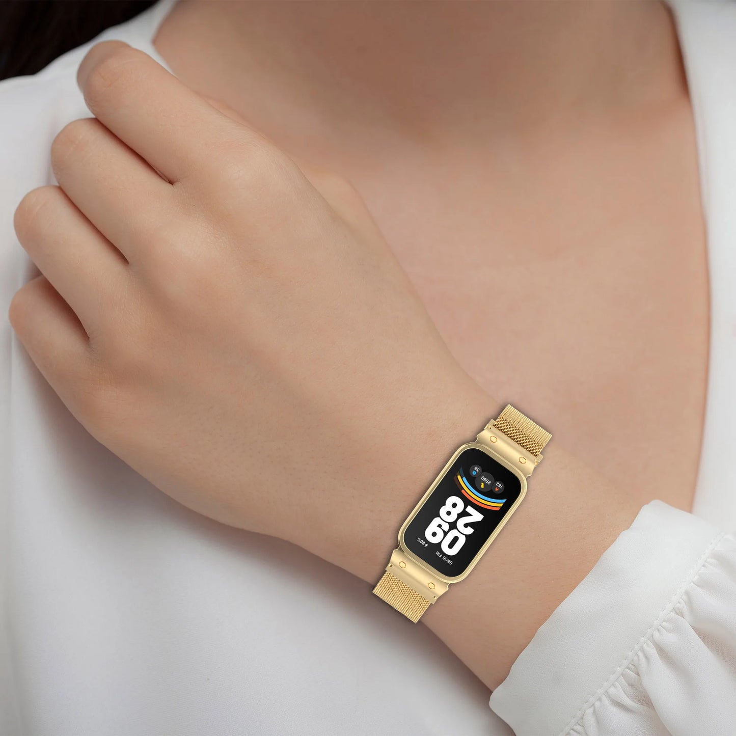 Funda de Metal + correa milanesa para Xiaomi mi band 9, accesorios activos, pulsera, correa + funda protectora de parachoques para Redmi band 3