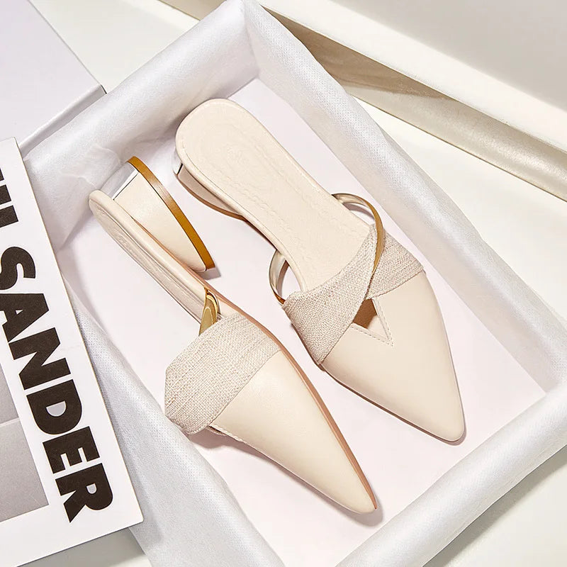 Zapatos de tacón elegantes para mujer, sandalias de ocio, zapatillas cómodas con punta abierta, deslizantes, Verano