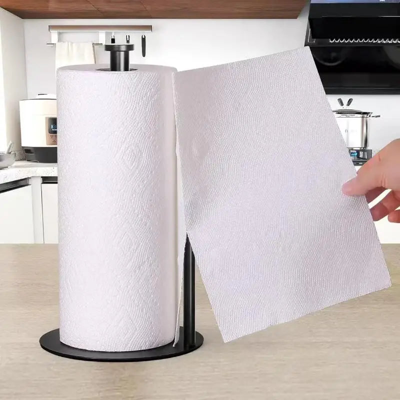 Portarrollos de cocina de acero inoxidable con base pesada - Organizador de encimera resistente, diseño que ahorra espacio para toallas de papel