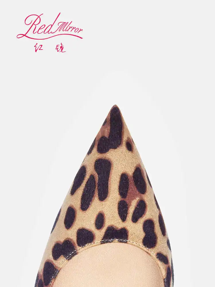 Elegantes Zapatos de Tacón para Mujer, Marca de Lujo, Estampado de Leopardo, Tendencia 2026, Tacones Rojos Brillantes, Punta en Pico, Zapatos de Fiesta para Mujer, 8cm