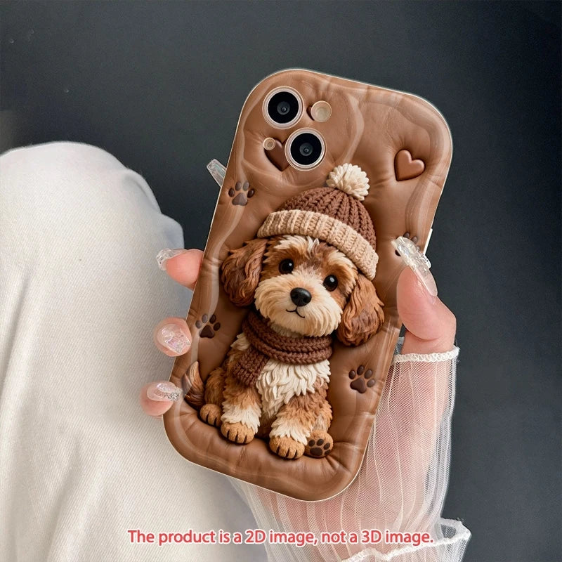 Funda de teléfono con diseño de perro marrón para iPhone 17 16 15 14 11 12 13 Pro Max Plus Mini 16/17E 17 Air, a prueba de golpes, de silicona suave.