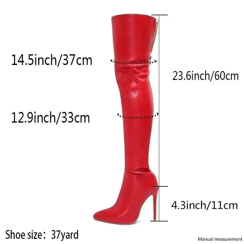 Botas de Mujer Talla Grande 40-46, Tacón Alto de 11 cm, Botas por Encima de la Rodilla, Cierre Trasero con Cremallera, Botas de Moda con Personalidad 2026