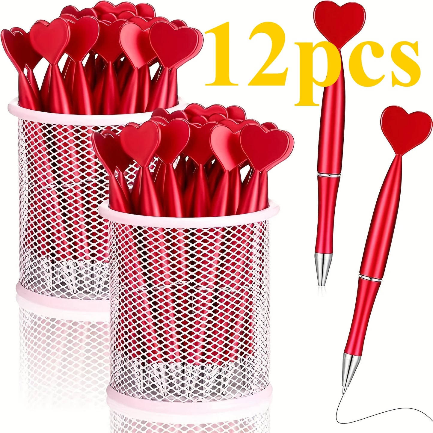 12 Uds. Bolígrafos con forma de corazón para el Día de San Valentín, bolígrafos Rollerball de tinta de Gel negro para suministros escolares de oficina, bolígrafos de regalo para niños