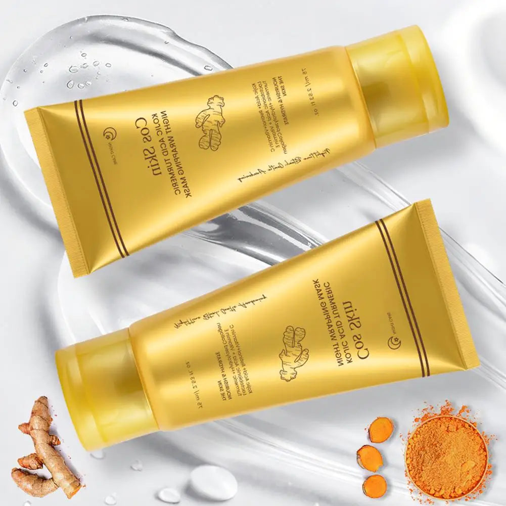 Kit de Mascarilla Nocturna Exfoliante con Ácido Kójico y Cúrcuma, Colágeno Hidrolizado Nutritivo, Piel Radiante, Reafirmante y Revitalizante
