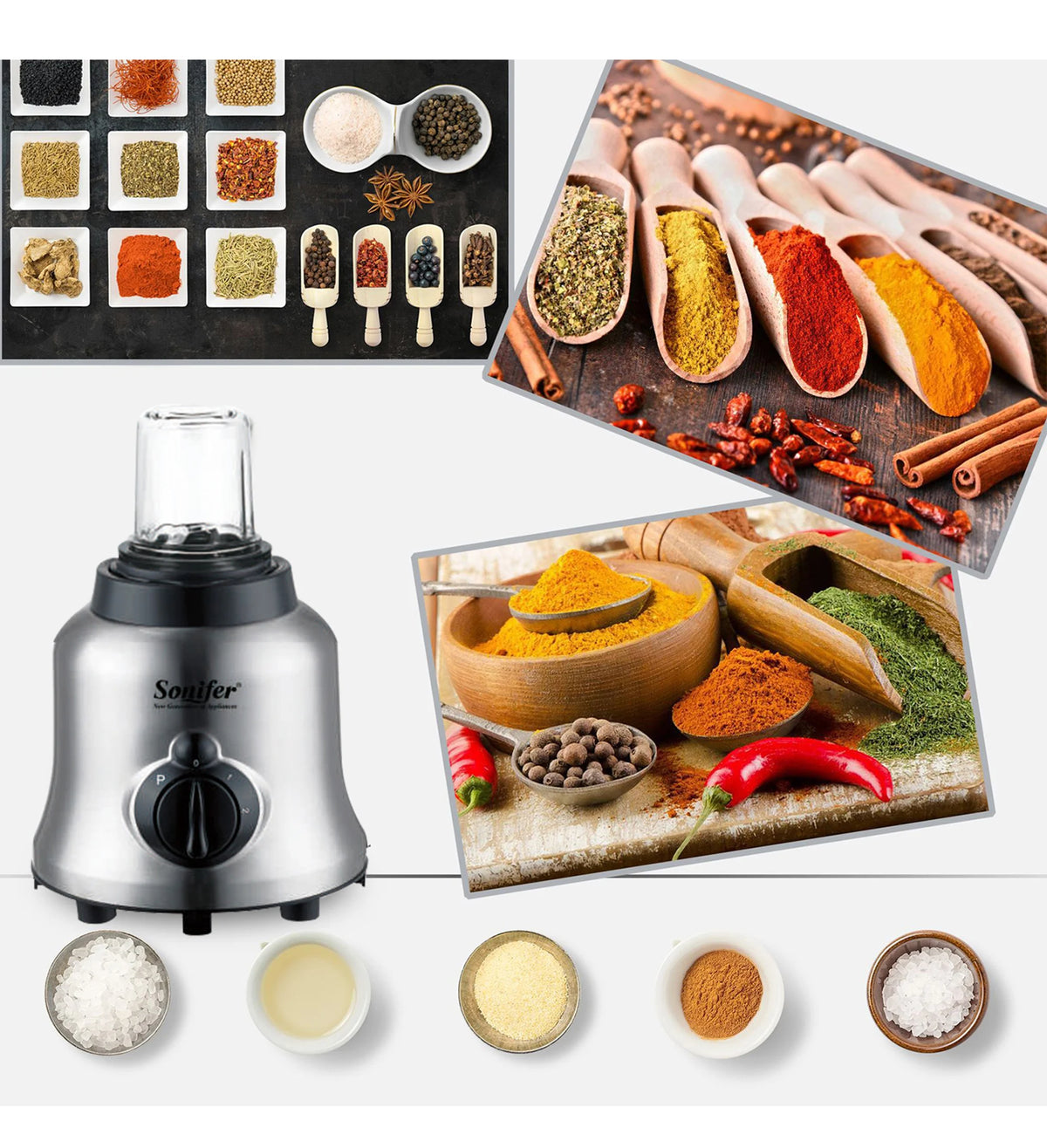 Sonifer-licuadora y exprimidor de carne 2 en 1, mezclador de cocina de acero inoxidable de 400W, procesador de alimentos y frutas, batidos de hielo
