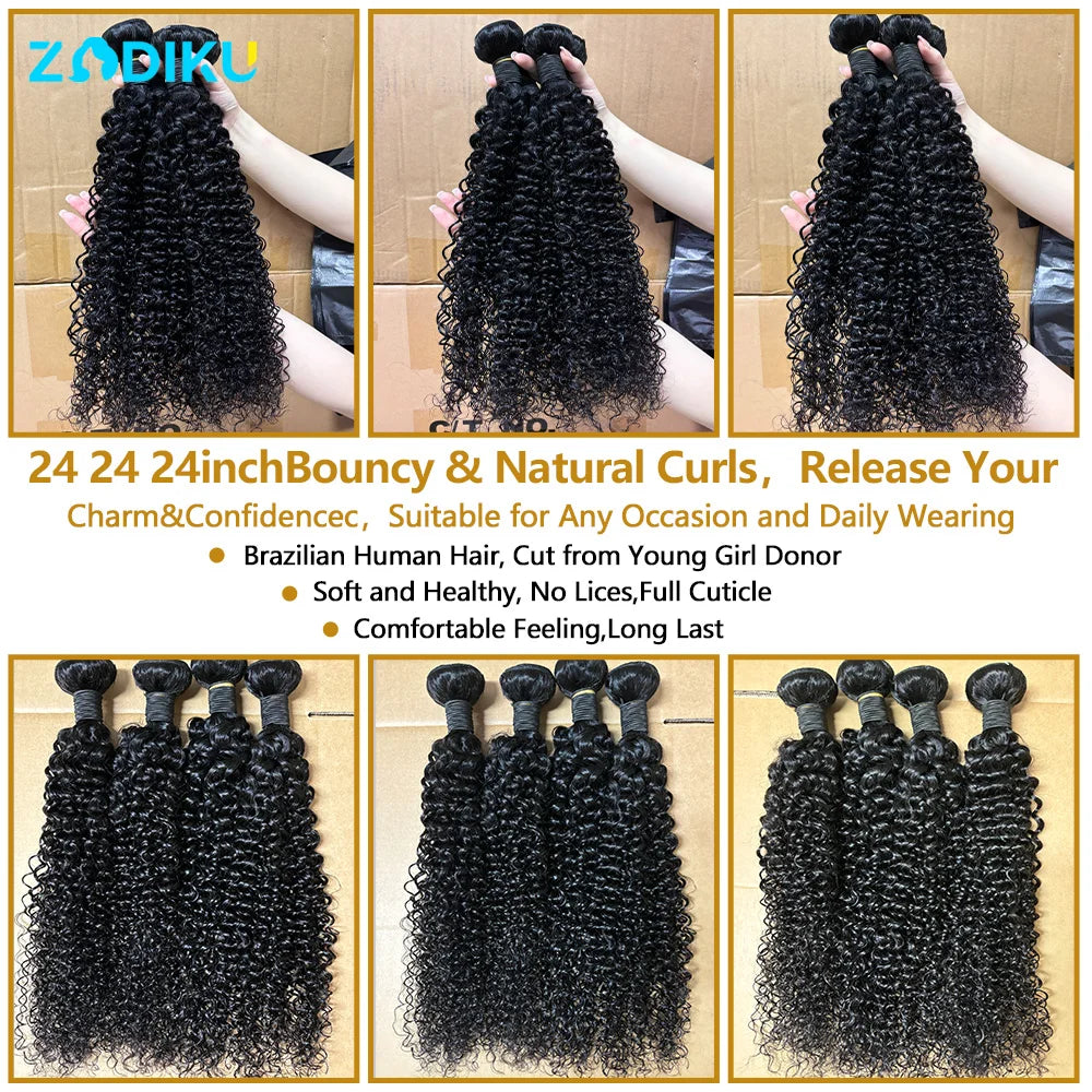 Mechones de pelo rizado, 100% mechones de cabello humano sin procesar con cierre 4X4, mechones de pelo rizado birmano, cabello humano con cierre