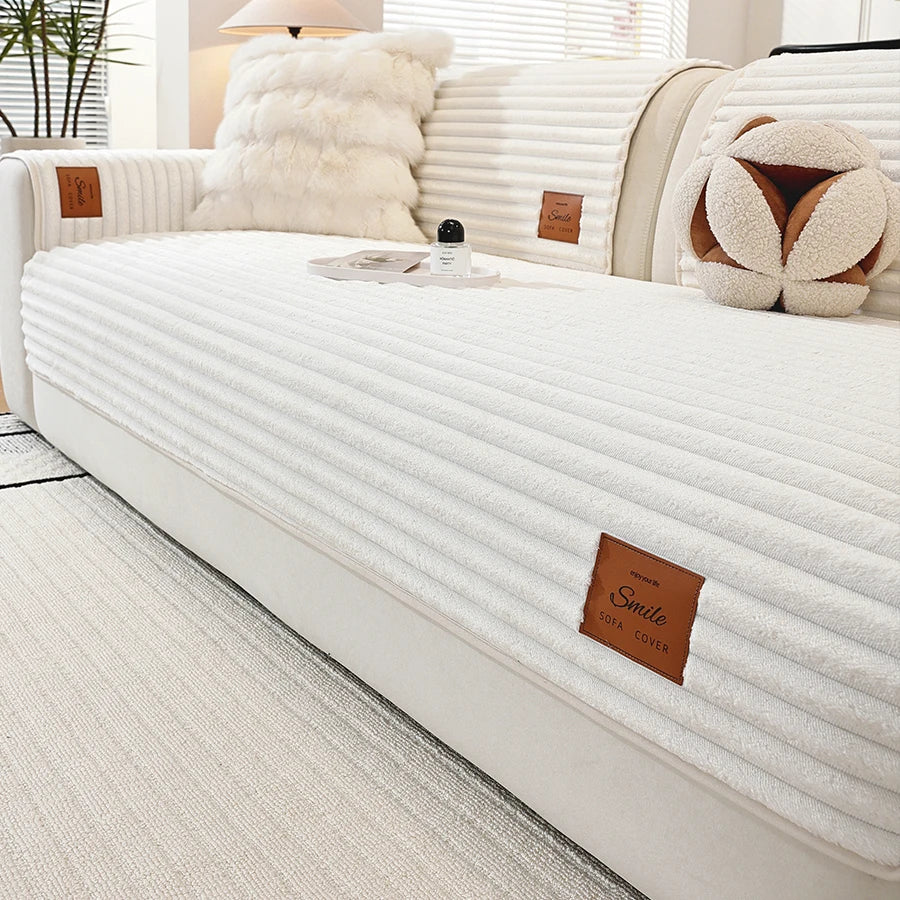 1 tapete de sofá con textura de felpa, suave y cómodo, lavable a máquina, diseño de una sola pieza, disponible en varios tamaños y colores