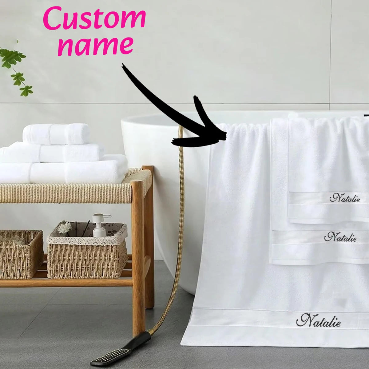Toalla de mano bordada con patrón personalizado, Toalla de baño con nombre personalizado, juego de toallas personalizadas, súper absorbente, 100% puro, 1 ud.