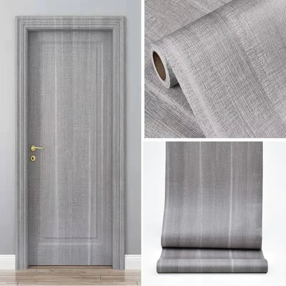 Pegatinas de puerta de grano de madera para armario, mesa, armario, muebles, papel tapiz autoadhesivo de PVC impermeable, decoración del hogar