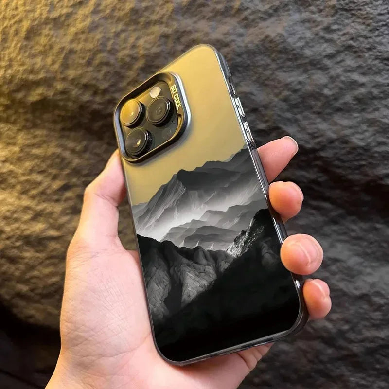 Funda de teléfono para iPhone 16E, fundas para iPhone 16 15 14 13 11 12 Pro Max 16 15 14 Plus, nueva funda colorida para teléfono con estampado de vista de montaña