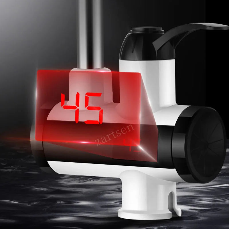 Instant Electric Water Heater Temperature Display Cold Water Heating Kitchen Hot 3000W Water Heater with LED EU Plug