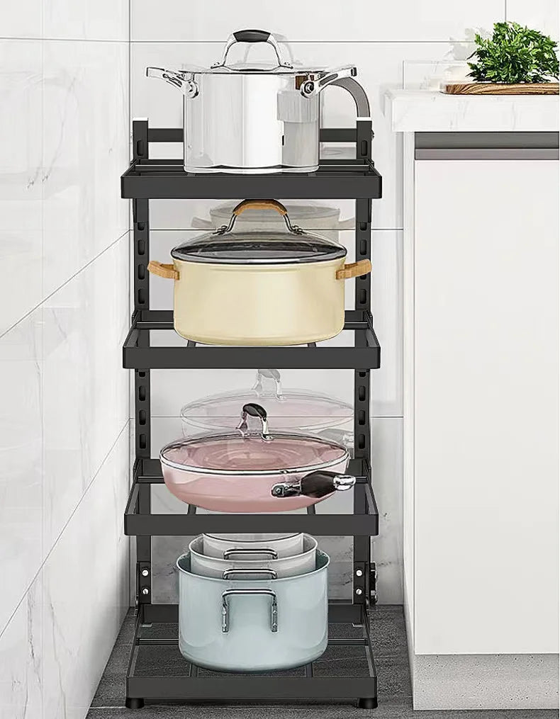 Estante de almacenamiento para fregadero de cocina, estante de almacenamiento para cocina multicapa para armarios de estufa para el hogar, estante para ollas ajustable