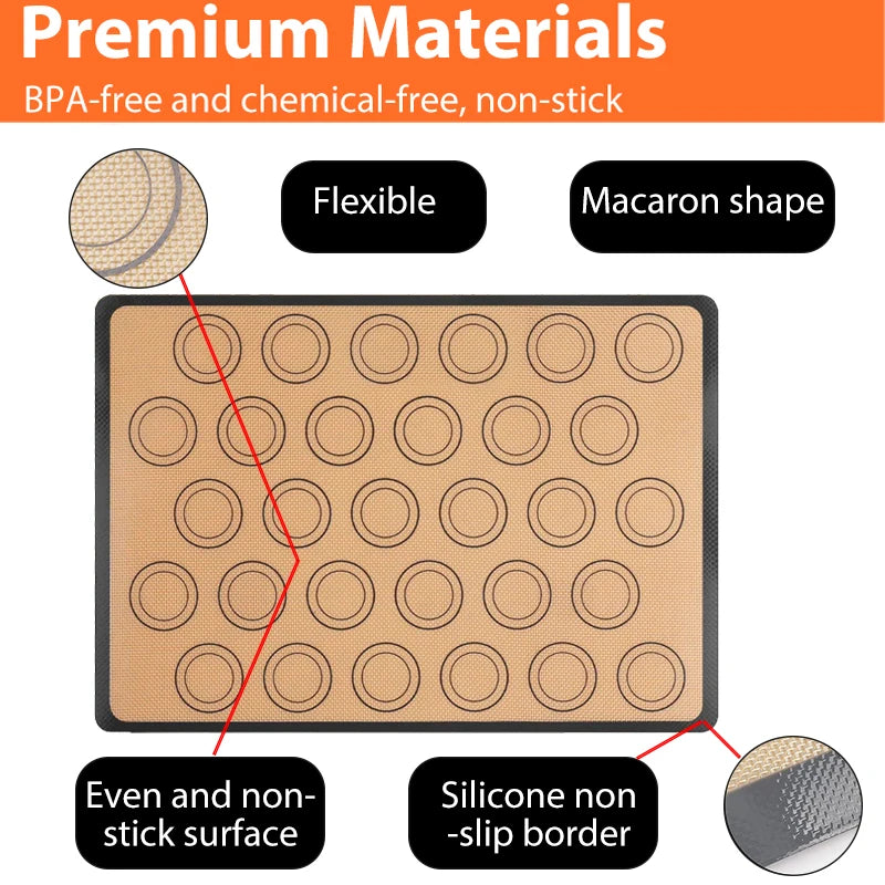 Estera de silicona para horno, fina de 0,4mm, reutilizable, antiadherente, resistente al calor, revestimiento de hojas, herramientas para hornear para galletas, 1 ud.