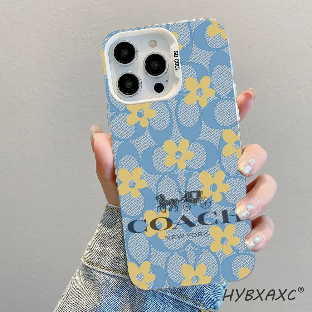 Funda C-Coach-s Cherries para iPhone 17 16 15 Pro MAX 14 13 12 16e 15Pro Plus, Carcasa Plateada 17Air, Fundas IMD