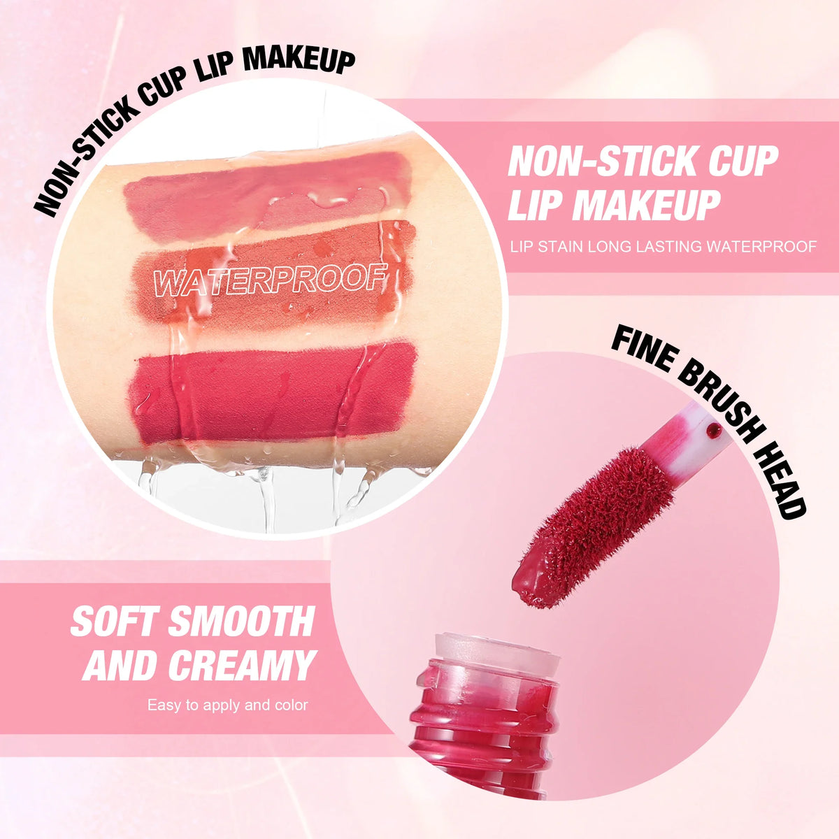 Juego de 4 Uds de brillo de labios de terciopelo, Kit de lápiz labial líquido, Color fácil, tinte de labios resistente al agua de larga duración, aceite, maquillaje antiadherente, juego de esmalte de labios
