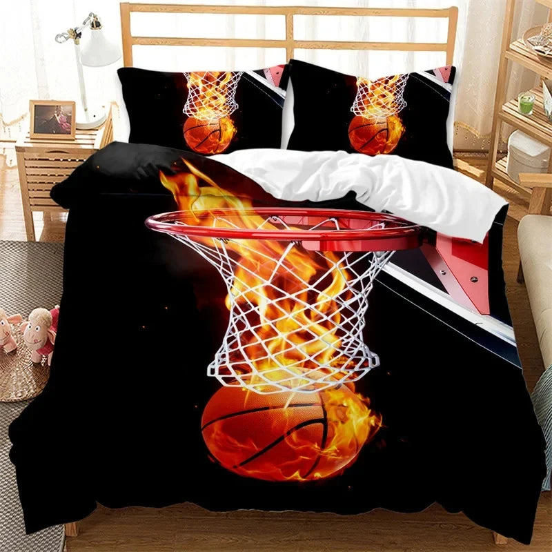 Funda nórdica de baloncesto, juego de cama deportivo para juegos, funda de edredón para jugadores de baloncesto, dormitorio para adolescentes y adultos