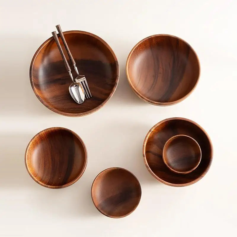Tazón para ensalada de madera, práctico y duradero, soporte de almacenamiento para cocina, cubiertos, diseño natural simple, contenedor de alimentos